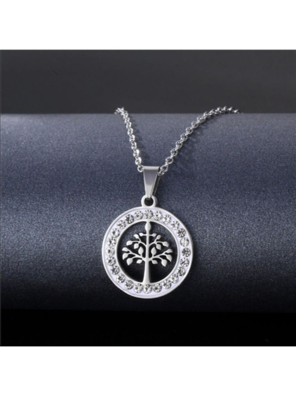 Family Living Tree titanium stainless steel boutique gemstones pendant necklace